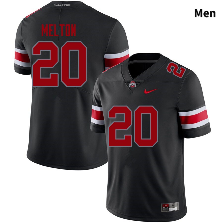 Men's Ohio State Buckeyes #20 Mitchell Melton Blackout Authentic College Stitched Football Jersey 23GO045NQ